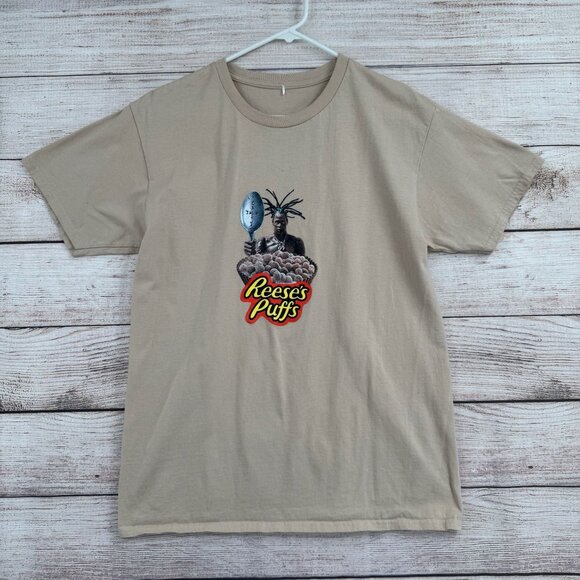Travis Scott x Resse's Puffs Don't Cry Over Spilt Milk T-Shirt Adult M Tan‎ RARE - Picture 1 of 9